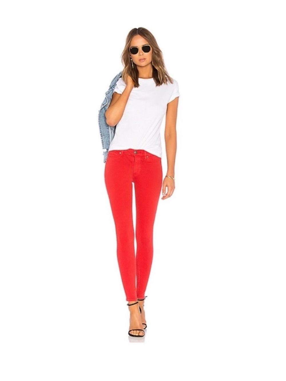 Hudson Mid-Rise Jeans Red Nico Super Skinny  Jeans Size 26